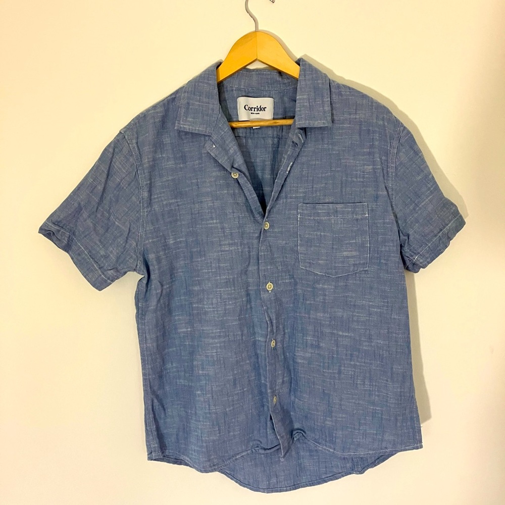 Corridor Mens Linen Button Down, Size M
